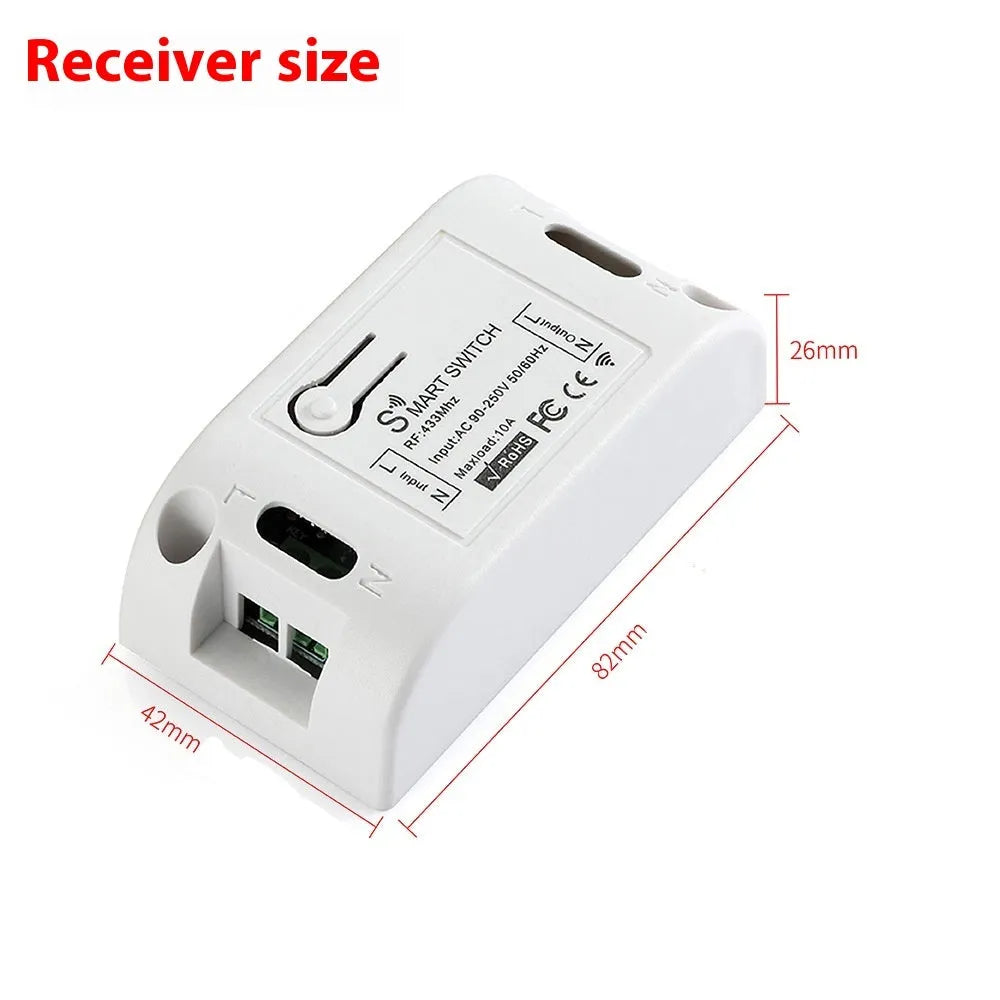 433MHz wireless remote control switch receiver with ABS housing, 10A switch mode, grey or white colour