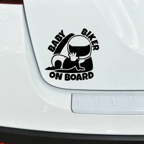 Reflective BABY ON BOARD car sticker measuring 14.5cm by 15cm in black colour option