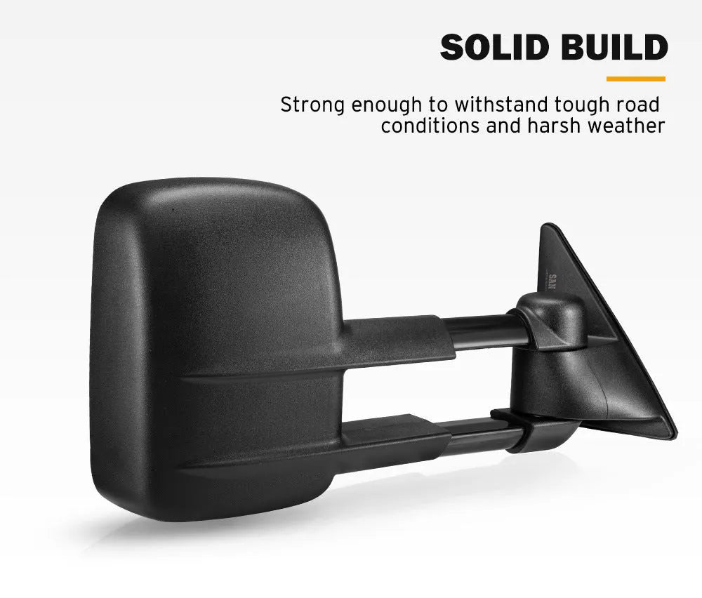 Black plastic foldable rearview mirrors for Toyota Land Cruiser 100 series 1998-2007 models