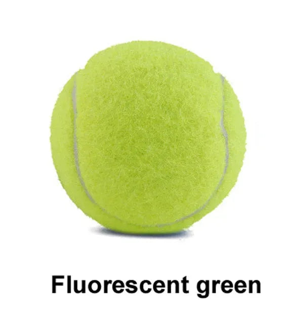 Bite-resistant rubber dog tennis ball in assorted colours, 6.3cm diameter.
