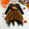 Girls leopard print mesh dress with irregular asymmetric hem in brown or purple, sizes 9-12M to 4-5Y
