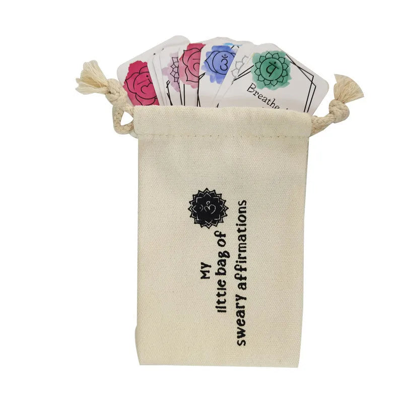 16 colourful affirmation cards with humorous messages in greeting card bag