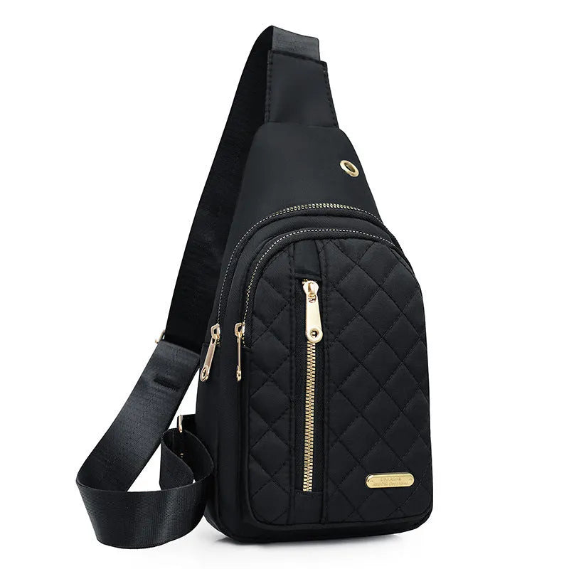 Oxford cloth crossbody sports chest bag with plaid pattern in multiple colour options