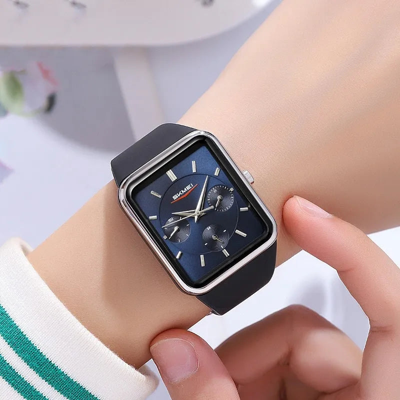 Square silicone strap waterproof digital watch for girls in multiple colour options