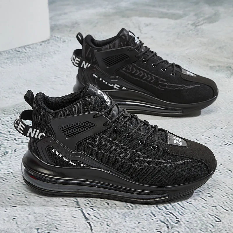 Cushion damping running shoes with mesh upper and EVA sole in black colour