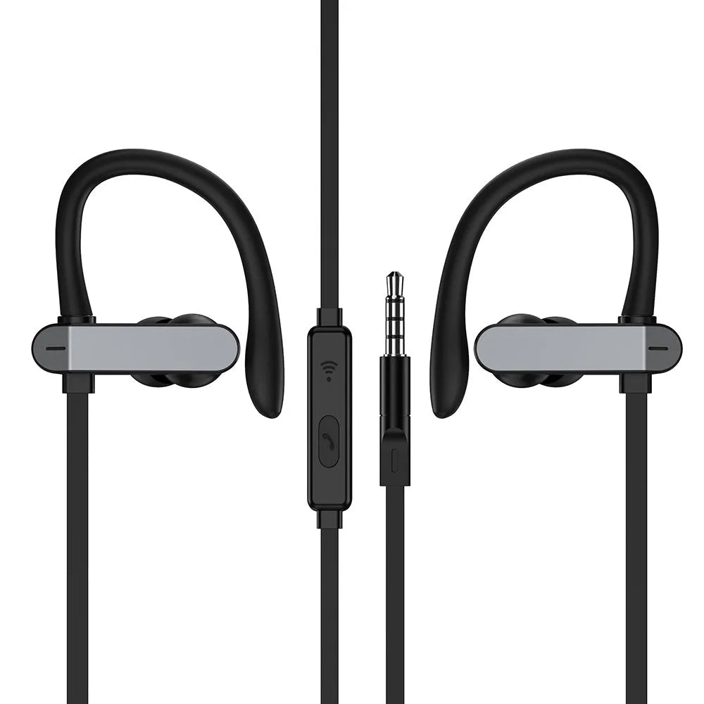 Black and blue universal ear hooks for PTM TS27 sports earbuds with adjustable design and silicone gel tips