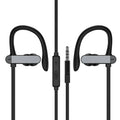 Black and blue universal ear hooks for PTM TS27 sports earbuds with adjustable design and silicone gel tips