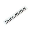 Tesla Model 3 Dual Motor bumper sticker in ABS plastic, shown in matte black with a black stripe, dimensions 19cm by 3cm.