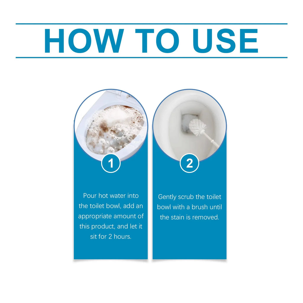 Toilet cleaning powder in four 30g sachets with descaling and stain removal formula