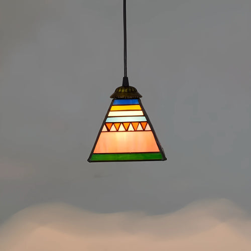 Art stained glass droplight pendant light with coloured glass lampshade