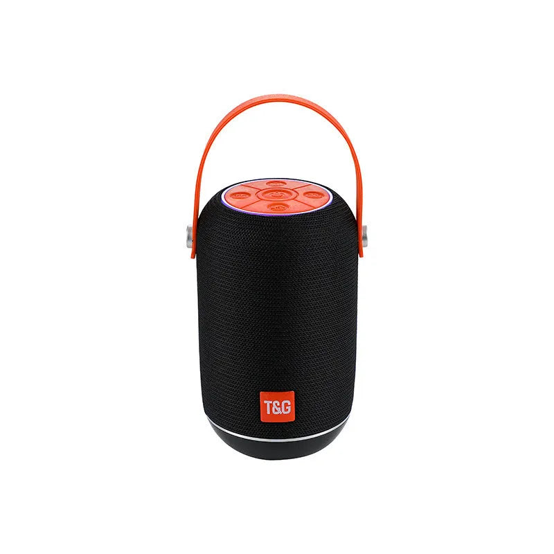 TG107 Fabric Wireless Bluetooth Portable Speaker in black with compact rectangular body and fabric finish