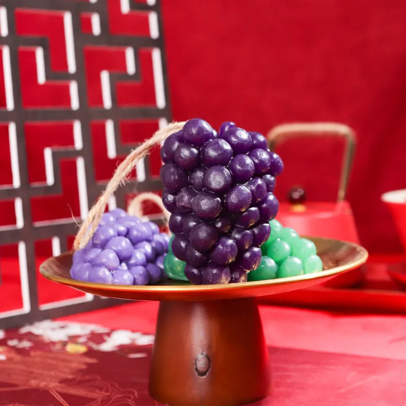 Purple and green grape cluster handmade soap bars showing detailed grape design