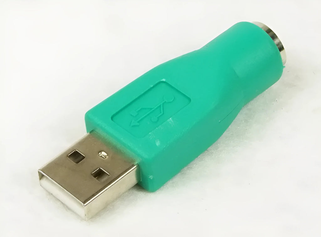 Green PS2 to USB adapter with 1 metre copper cable for computer connection
