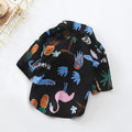 Dog clothes fashion shirt in cotton for small to large breeds available in wine red pineapple black pineapple black crocodile white pineapple white crocodile and black white crocodile patterns with size chart XS to XXL and FB by collar bust back length