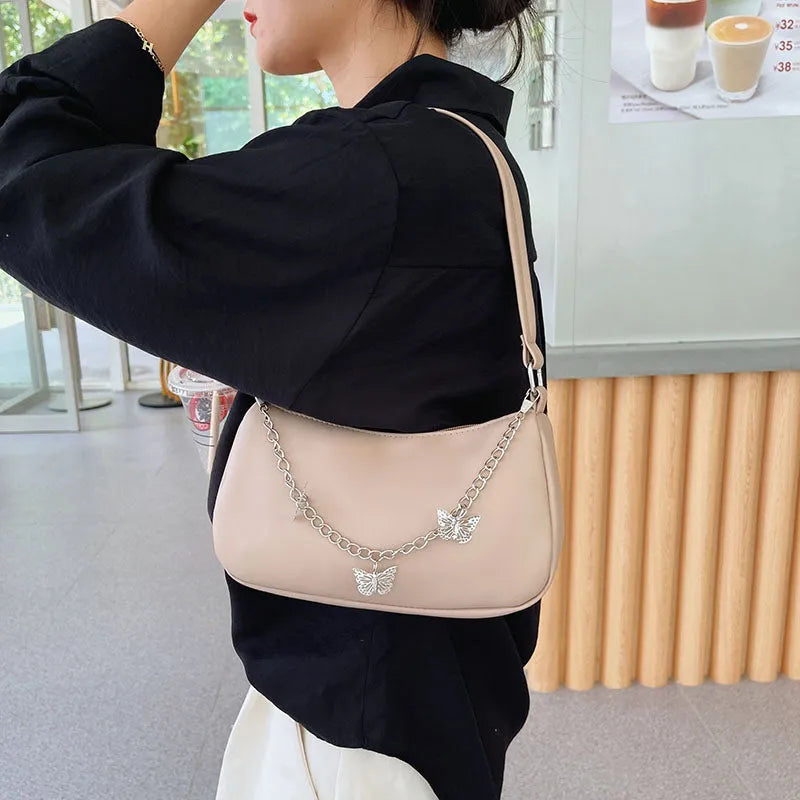 Fashion butterfly chain underarm bag in European retro style with chain detailing and internal organisation