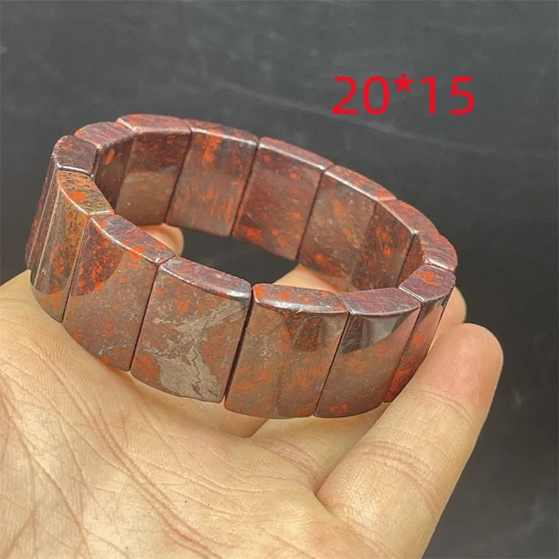 Bloodstone quartz rock jade bracelet showing tiger tooth, bamboo joint, lucky pendant, back of turtle, and cube sugar design options.