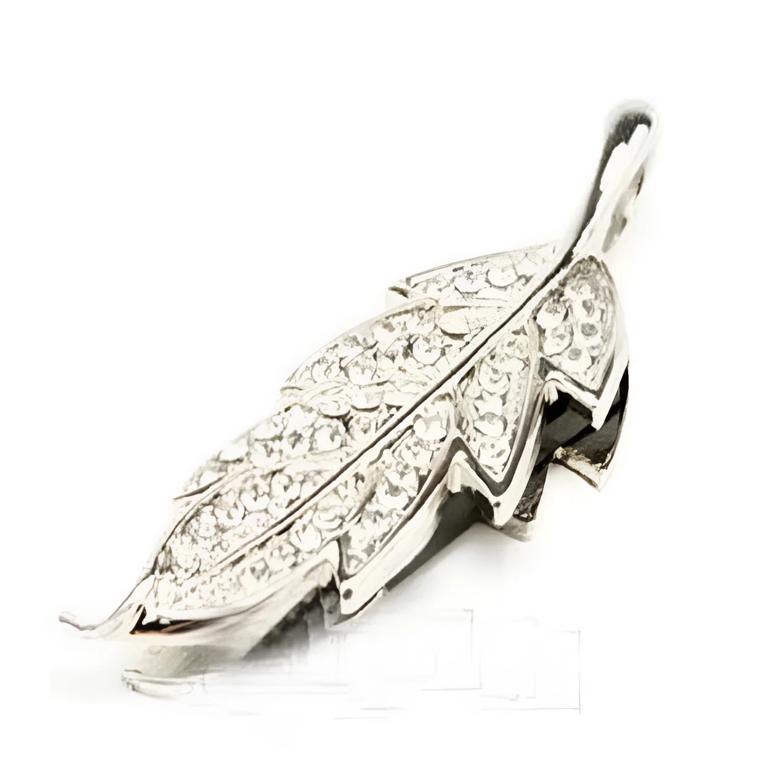 Silver metal USB flash drive with crystal maple leaf design showing front and side views