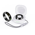 Black ceramic smart ring showing heart rate and blood oxygen monitoring features
