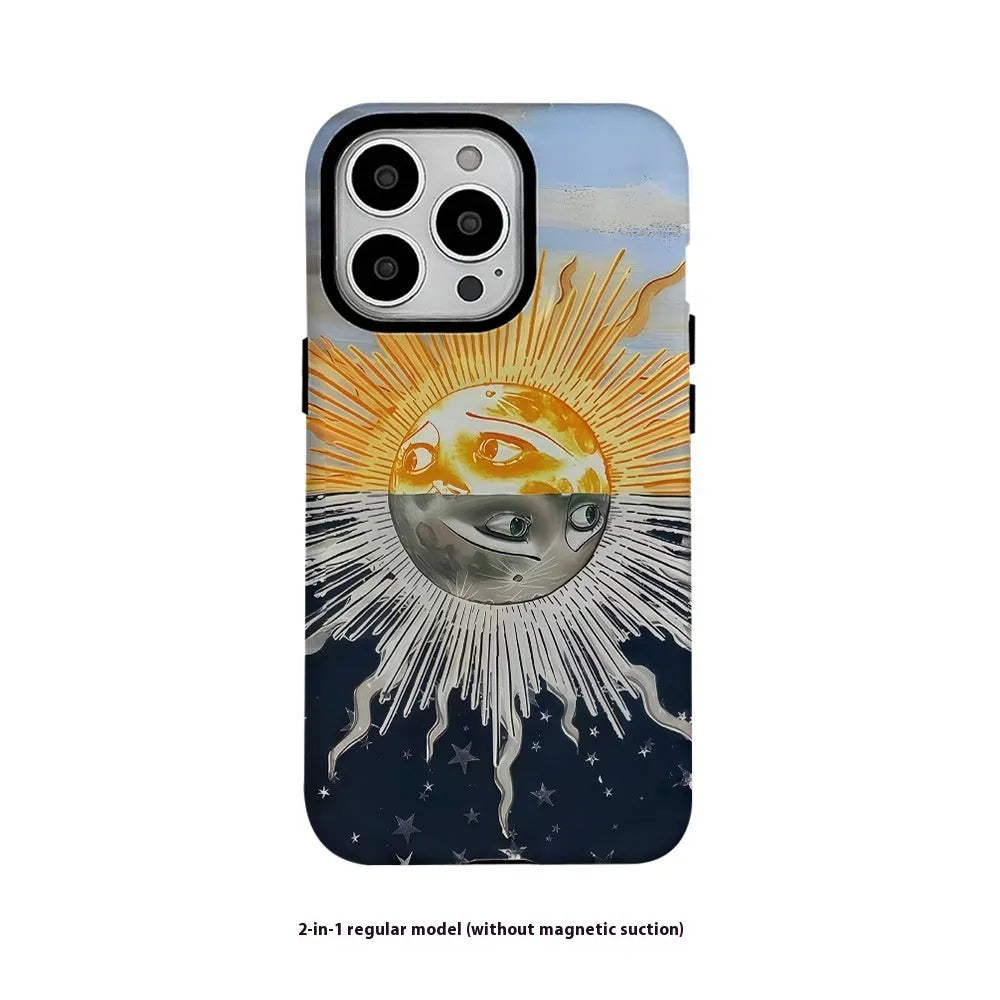 Day And Night Sun Feilin magnetic two-in-one phone case for iPhone with card holder slot, available in glossy and frosted finishes