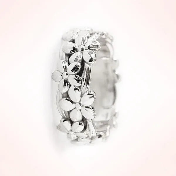 Women's alloy plum ring ornament with diamond treatment in rose gold colour, available in multiple sizes