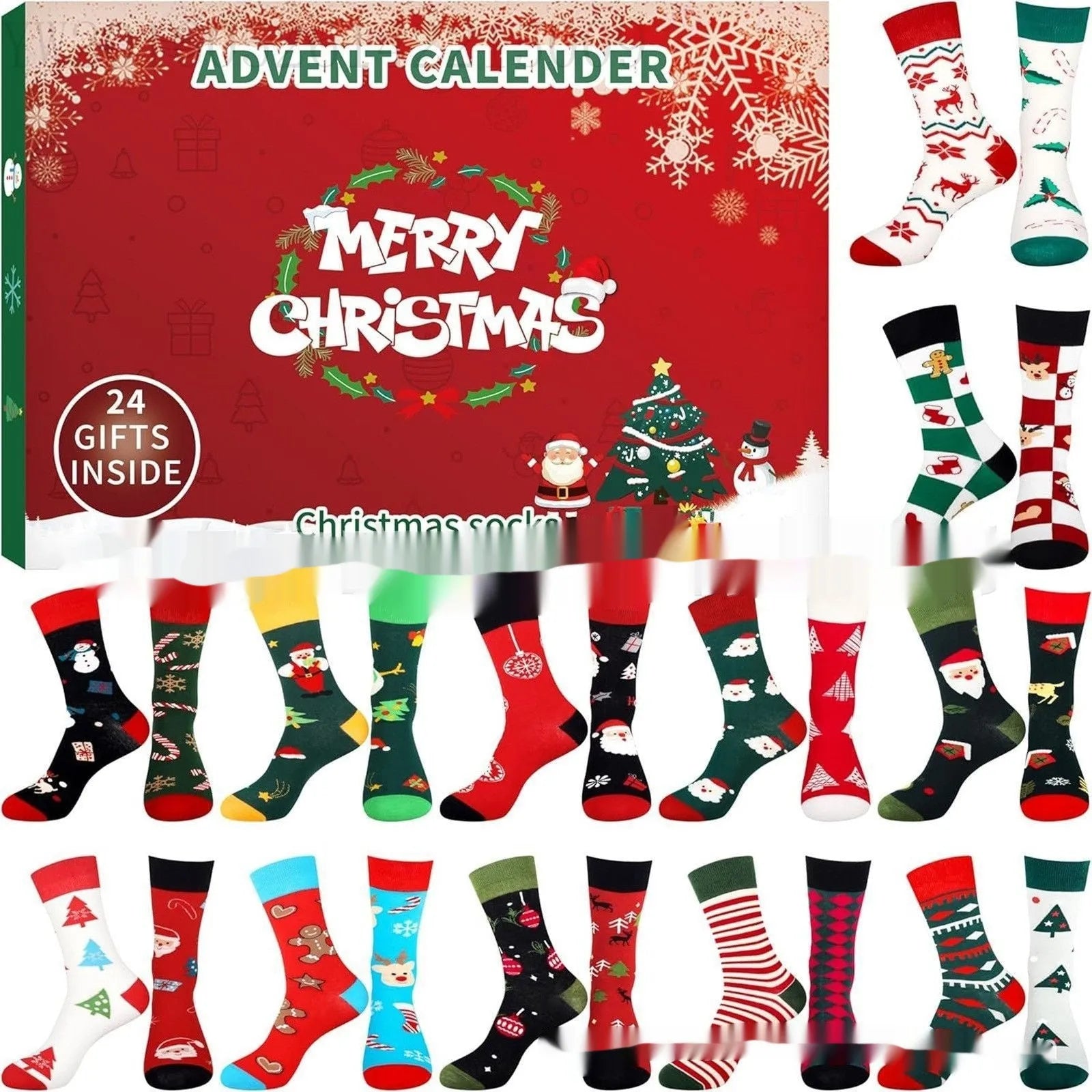 Christmas socks blind box containing one random mini resin and plastic stocking decoration