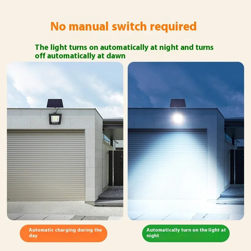 Solar powered LED outdoor light with waterproof IP65 rating for courtyard installation