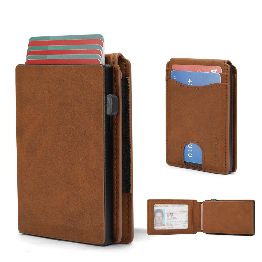 Men's microfiber card holder in black, dark brown and light brown colours with synthetic leather lining