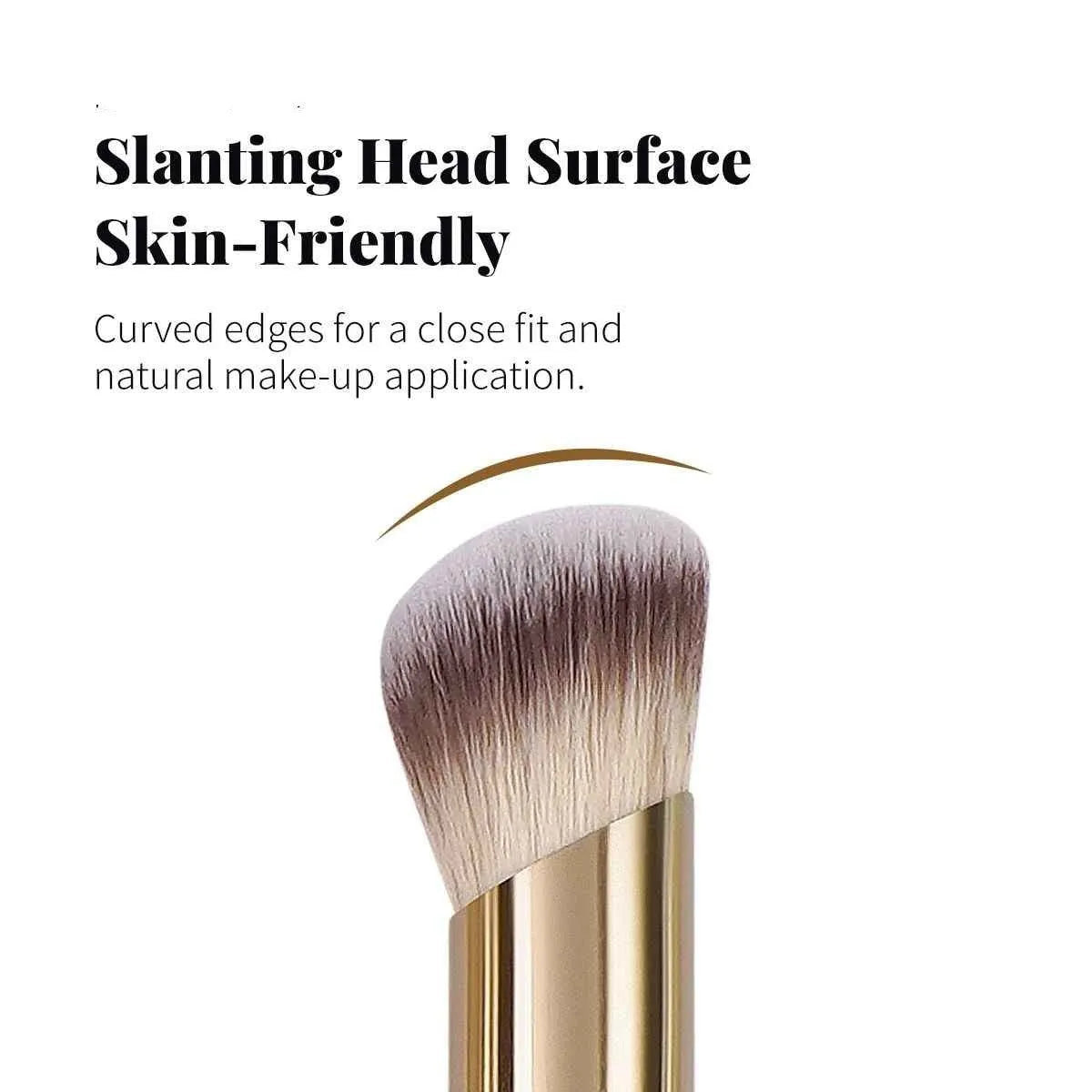 MAANGE apricot-coloured angled blush brush and four other makeup brushes from the five-piece set.