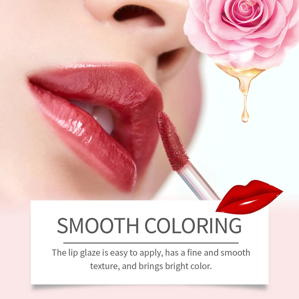 Double-headed lip liner and lip lacquer pen with brush applicator in three colour options