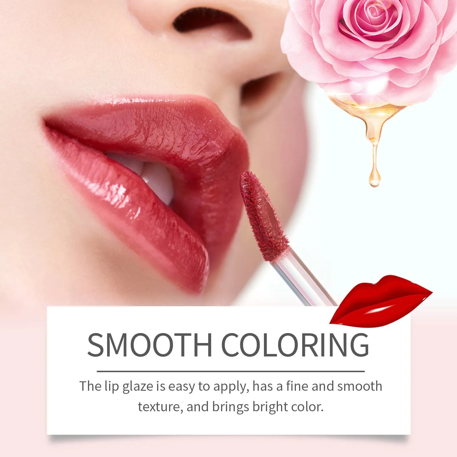Double-headed lip liner and lip lacquer pen with brush applicator in three colour options