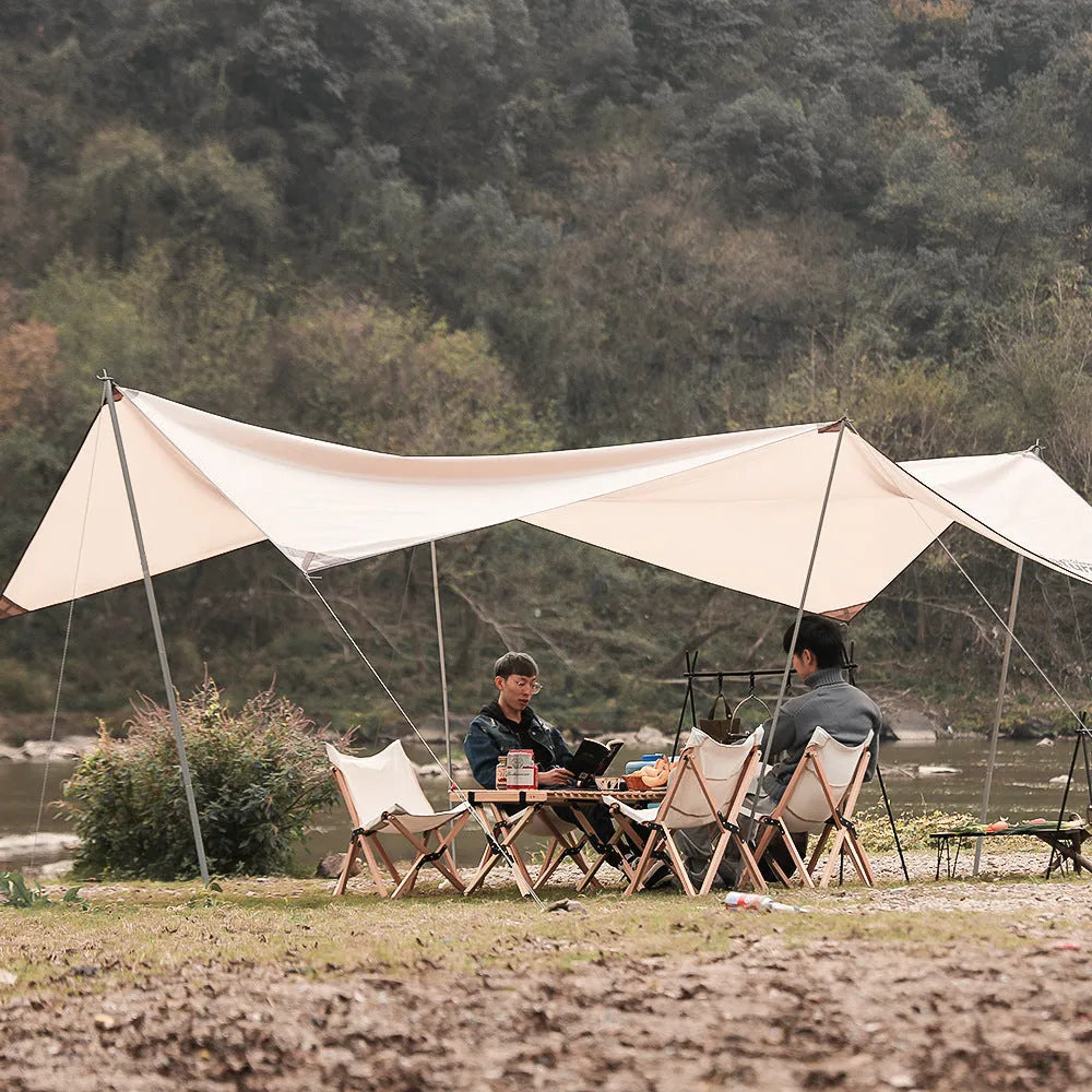 Aluminium alloy foldable triangle camping drying rack with side hanger and multiple hooks