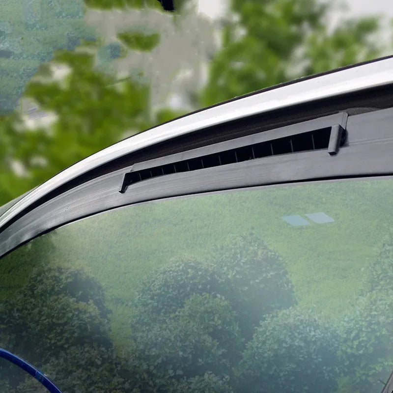 Black and white USB car ventilation fan for vehicle air circulation and odour removal