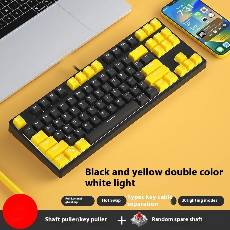87-key mechanical gaming keyboard with dual-colour backlighting and metal chassis