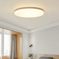 Japanese minimalist ceiling lamp with wood art body and acrylic shade in three sizes.
