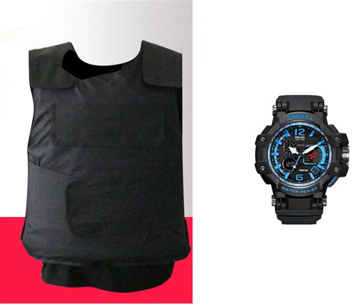Luxury tactical watch chronograph waterproof black blue with vest colour option for men and women