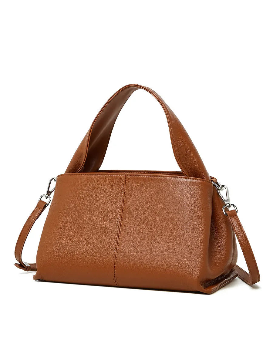 Women's genuine cowhide messenger bag with retro texture in horizontal square shape