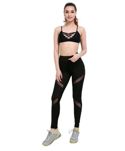 Black yoga pants with butterfly X mesh panels, milk silk 90% nylon 10% spandex, sizes S to XL