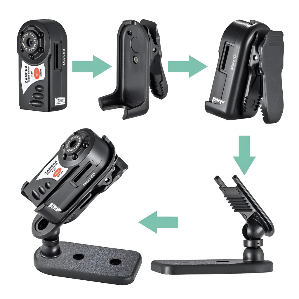 Black wifi remote camera with LCD screen showing 16x optical zoom and night vision capability