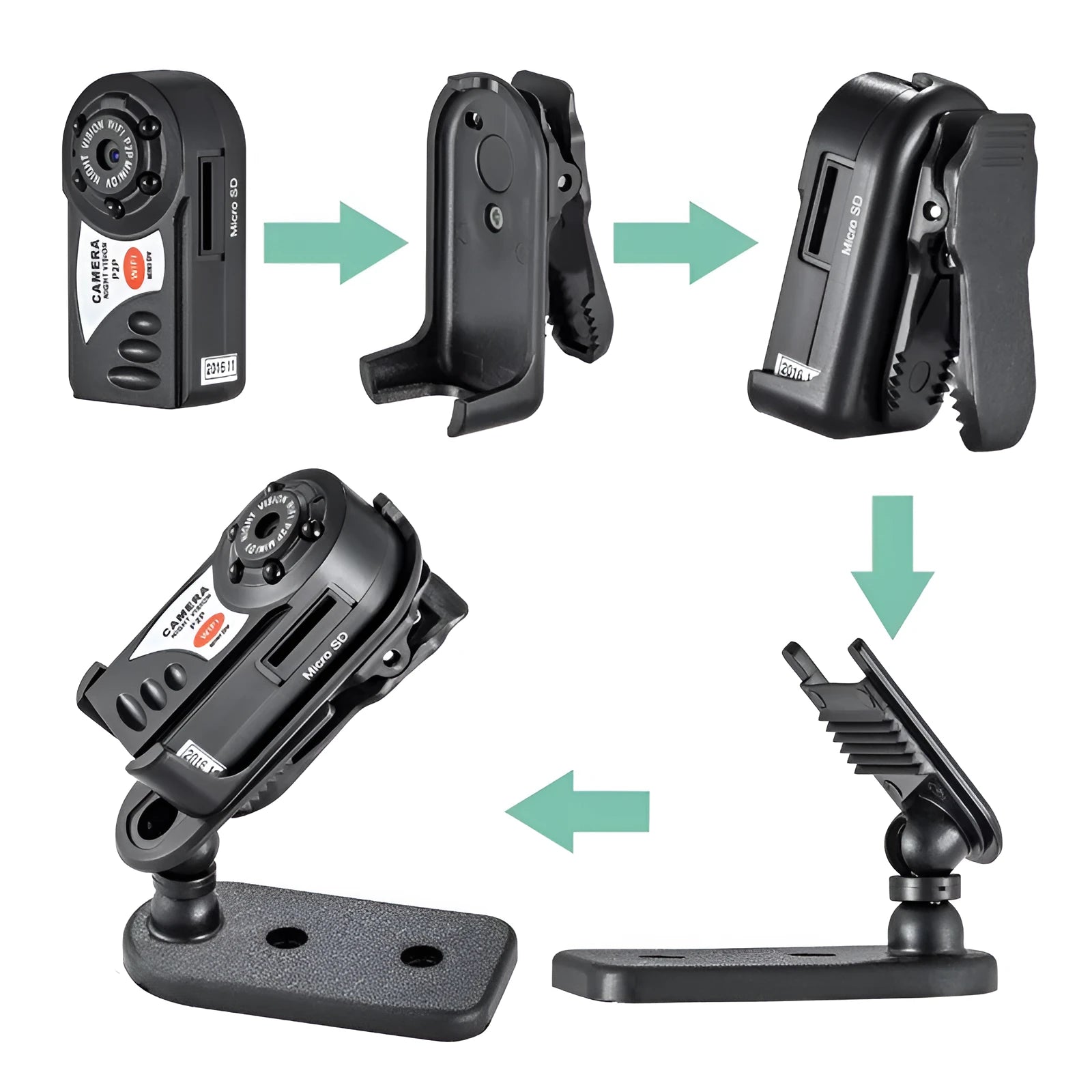 Black wifi remote camera with LCD screen showing 16x optical zoom and night vision capability