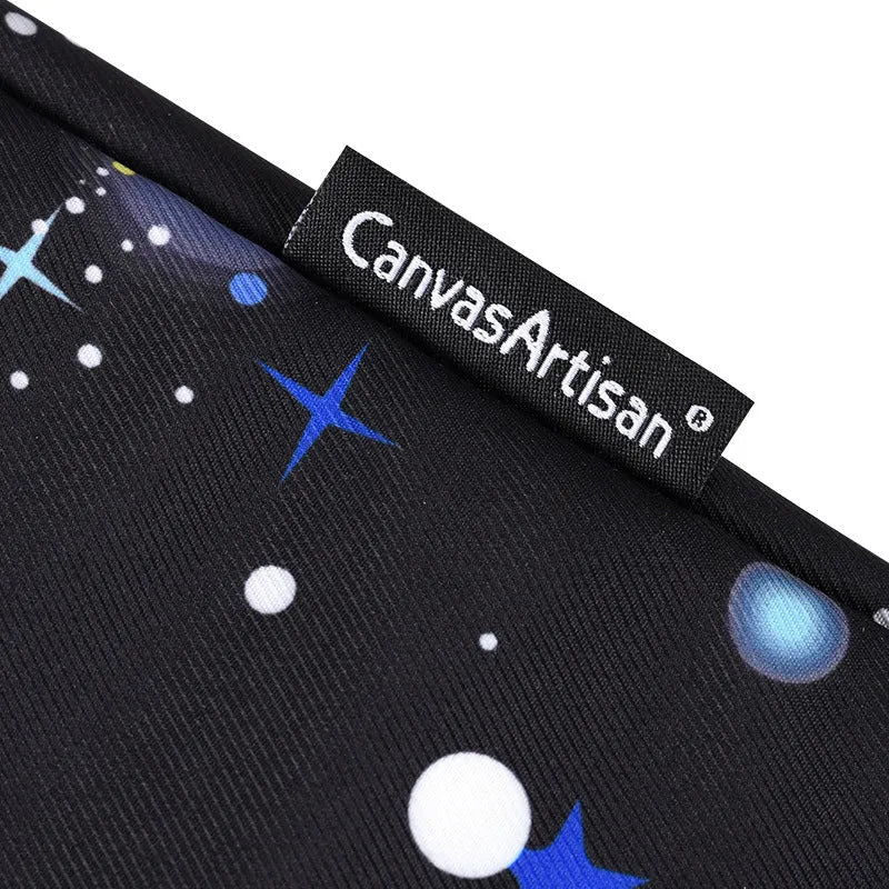 Canvasartisan black polyester notebook case with zipper and starlight pattern, medium size horizontal square shape