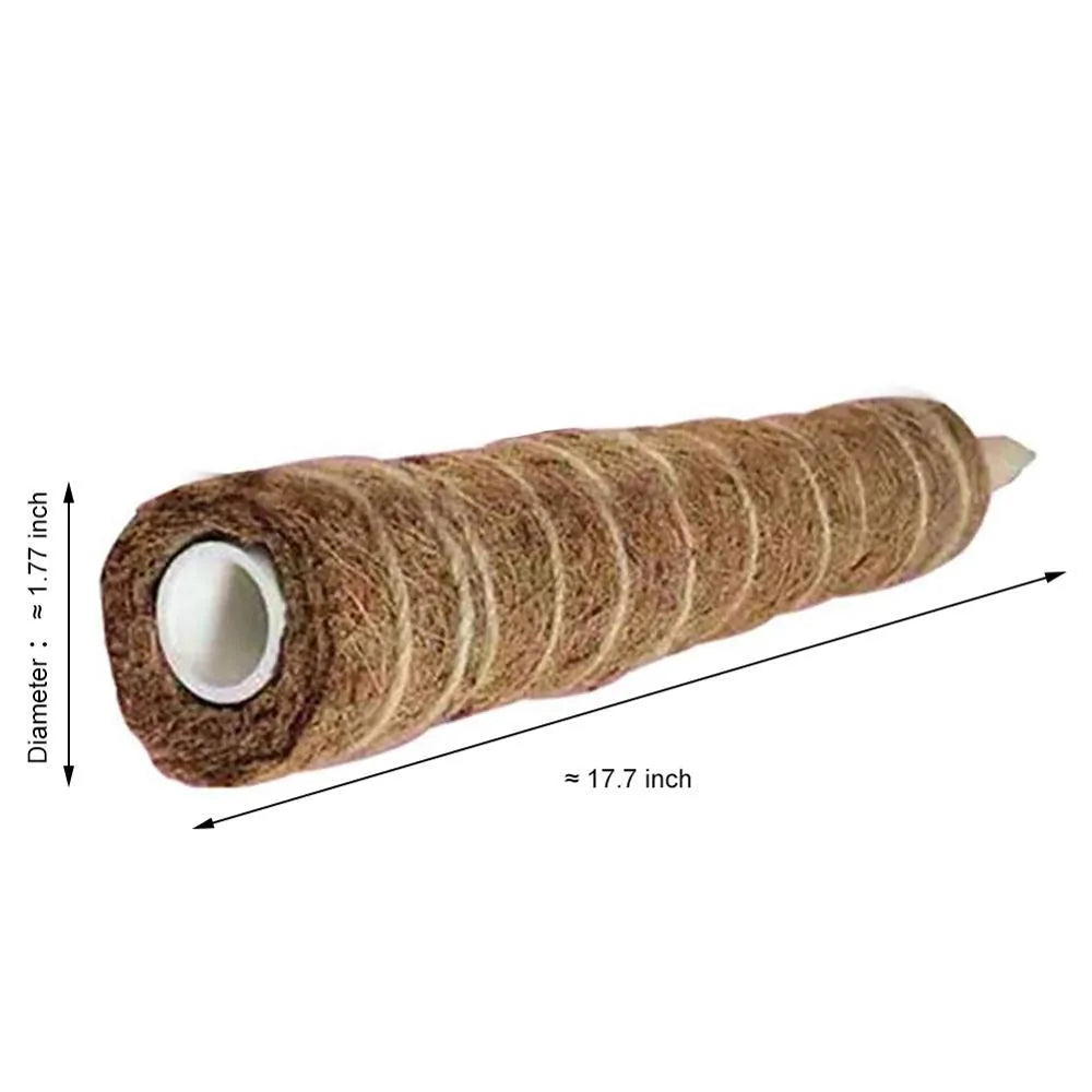 Green radish coconut palm stick totem pole made of natural coconut moss fibre with wooden support for indoor climbing plants