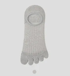 Modal cotton five-finger ultra-thin boat socks in white, khaki, grey and black colours