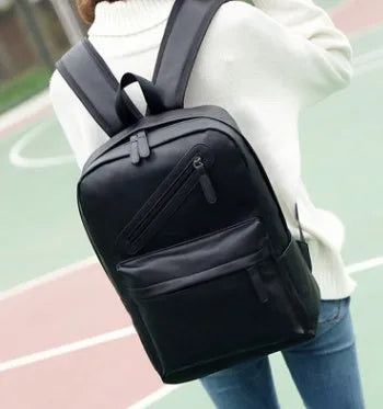 PU men's casual shoulder bag square vertical section black colour with stitching details and double strap