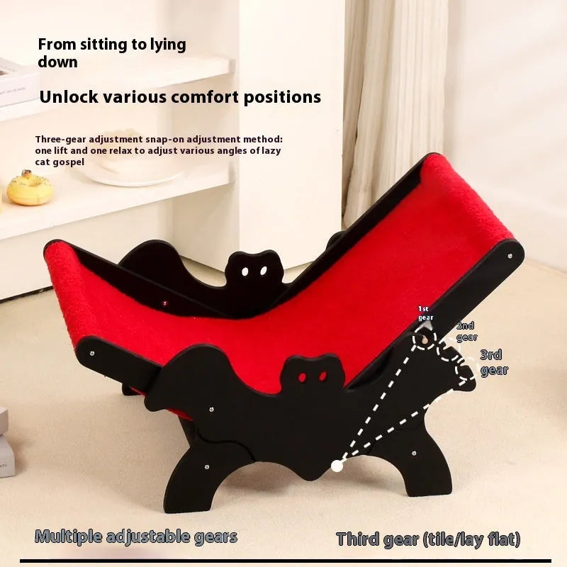 Black and red Halloween bat themed wooden cat recliner bed