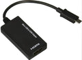 Black DisplayPort and micro USB to HDMI adapter with a 12cm short cable.