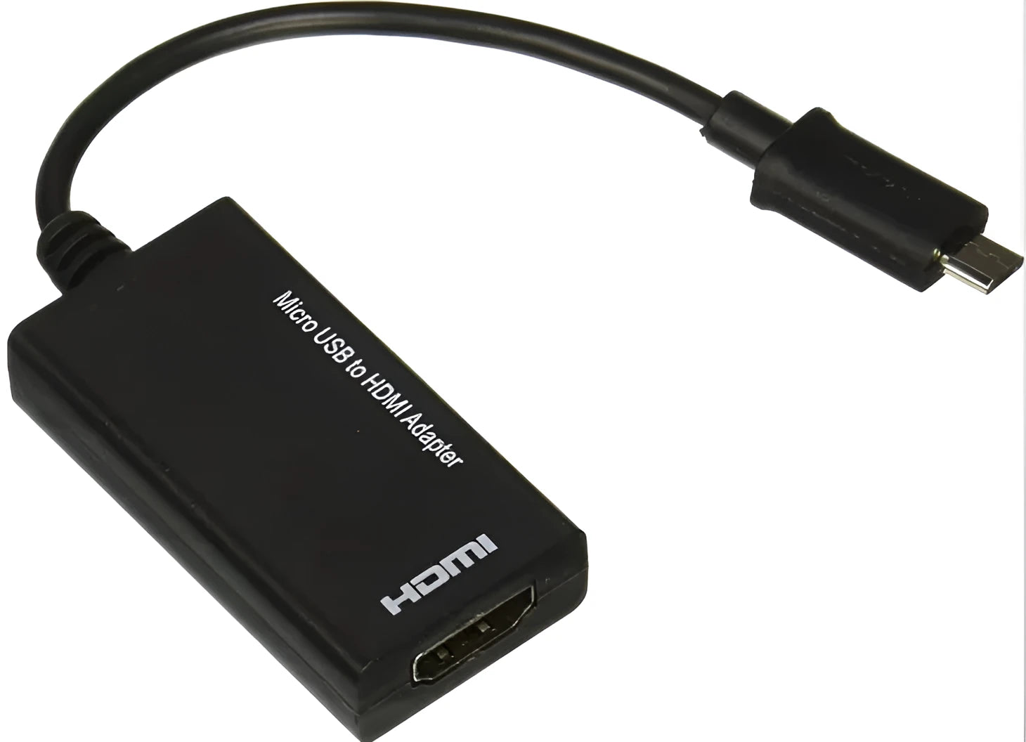 Black DisplayPort and micro USB to HDMI adapter with a 12cm short cable.
