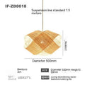 Bamboo woven rattan ceiling lamp New Chinese style pendant light adjustable height 1.5m for restaurant