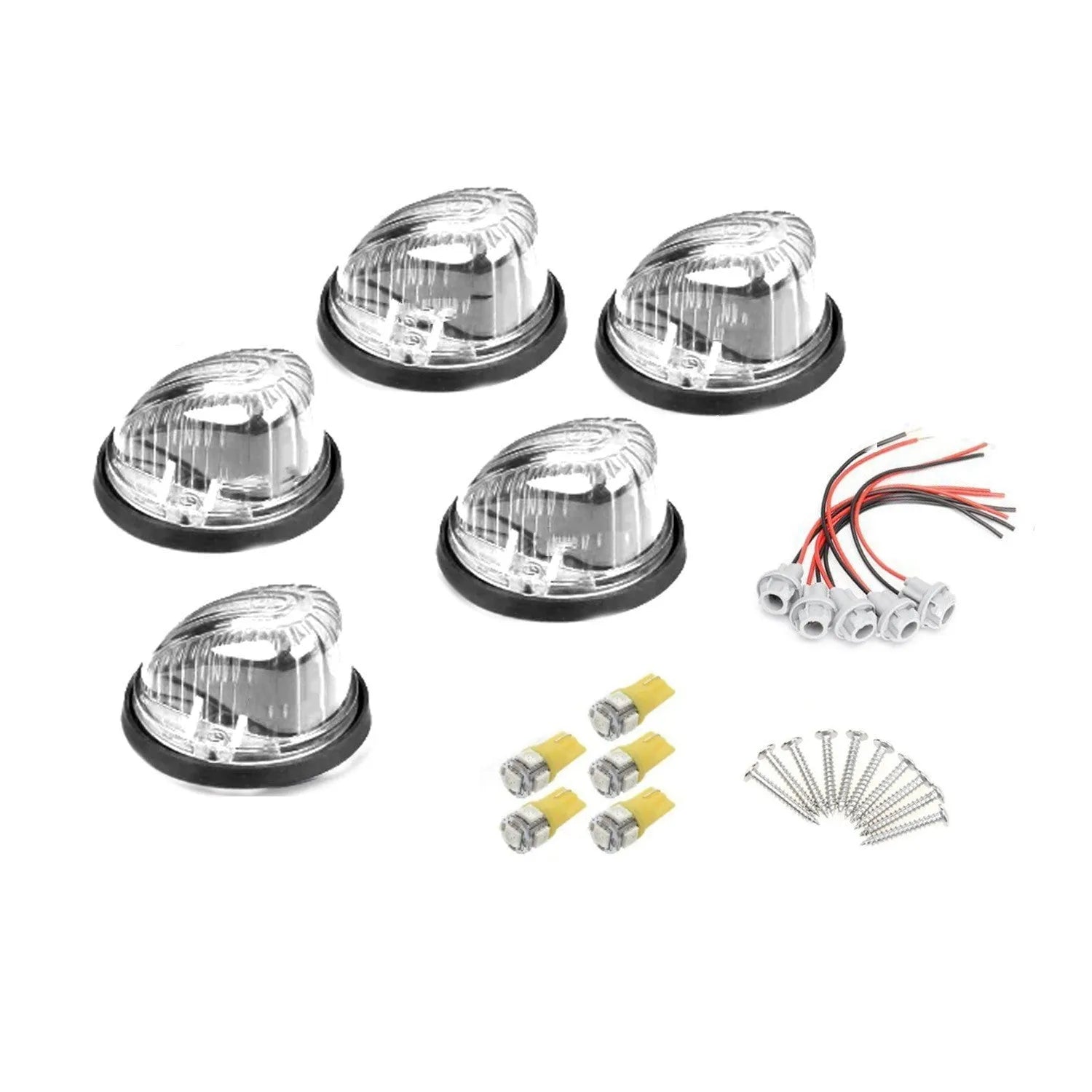 GR- model LED roof cab light with yellow lampshade showing 83mm dimension and included mounting hardware