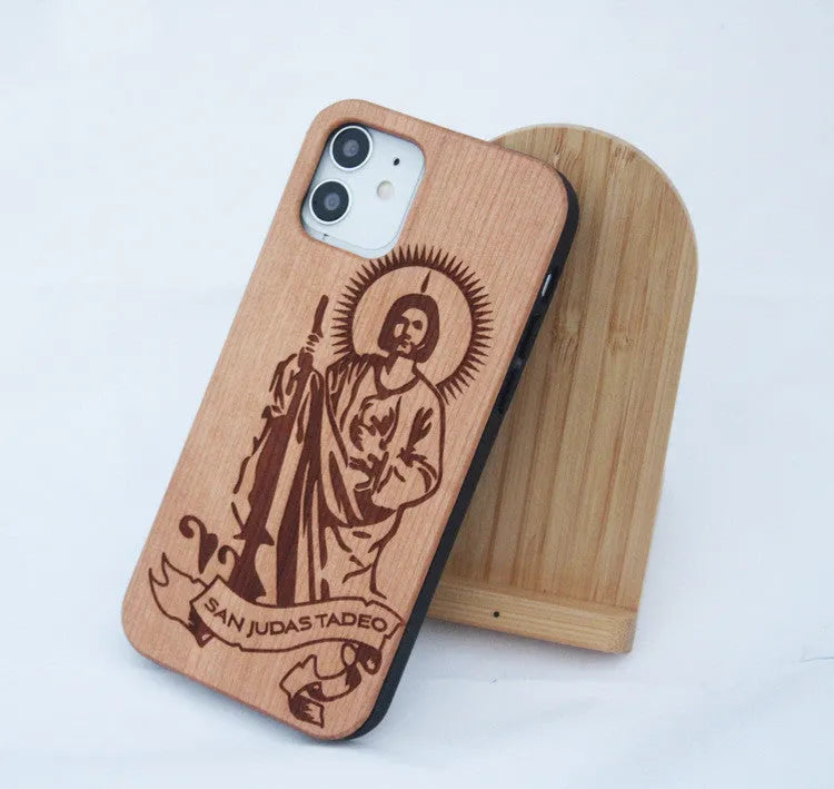 Wooden phone case with TPU and solid wood in elephant design for Apple and Samsung phones