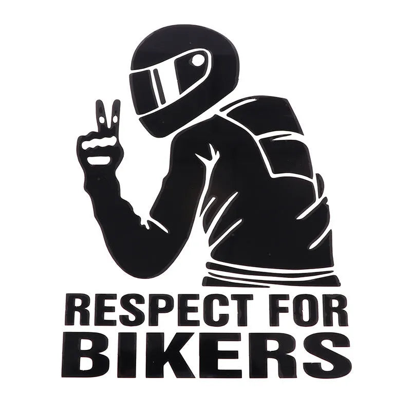 Respect For Bikers automobile sticker in reflective silver on a car panel